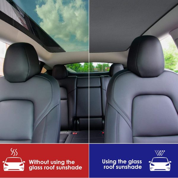 Glass Roof Sunshade with UV/Heat Insulation Covers (2 Pack) for Tesla Model Y Model Y 7