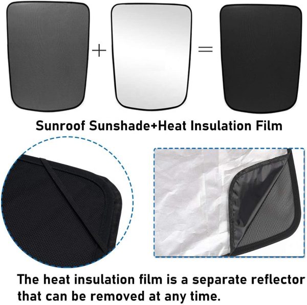 Glass Roof Sunshade with UV/Heat Insulation Covers (2 Pack) for Tesla Model Y Model Y 9
