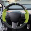 CARDAK Perforated Black Artificial Leather White Car Steering Wheel Cover For Tesla Model 3 2017 2018 2019 Car Accessories - TheHydrataseStore