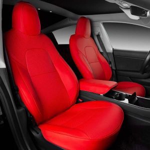 All Season Leather Seat Covers (Red) for Tesla Model 3